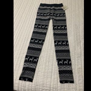 Pink Rose Fleece Leggings NWT